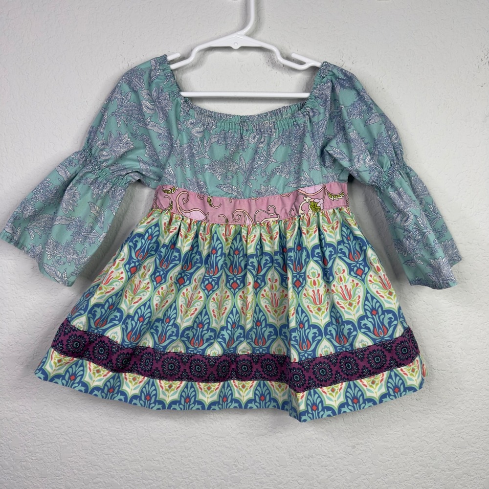 Matilda‎ Jane Dress Girls 4 Colorful Floral Patchwork Boho Whimsical Cottagecore